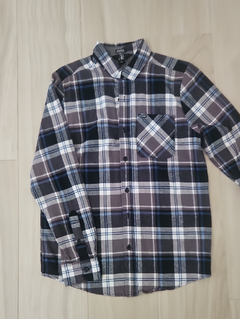 Volcom Men's Plaid Button-Down Shirt - Brown, Black, White